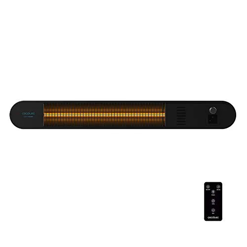 Cecotec Outdoor Heater Ready Warm 8500 Power Aluminium. Halogen-Wandheizung mit Infrarotstrahlung, 2000 W, IP55, 3 Leistungsstufen, Fernbedienung, Timer, Montagesatz