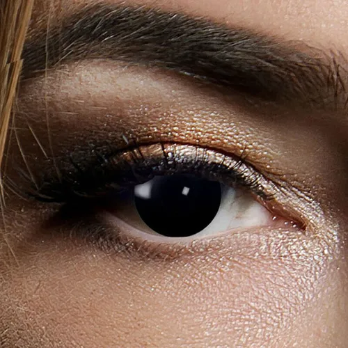 Kontaktlinsen Black Witch 1 Woche, Halloween Zombie Vampir in schwarz von King of Halloween