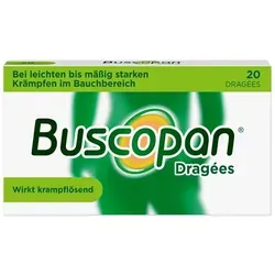 Buscopan Dragees 20 St - Schnelle Hilfe bei Bauchkrämpfen - Magen-Darm-Medikamente, wirkt gezielt gegen krampfartige Bauchschmerzen und lindert innerhalb von 15 Minuten. Gut verträglich, frei von Gluten und Lactose.