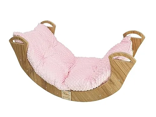 Skyline Kletterbogen mit Kissen Baby Kleinkind Kinder ab 1 Jahr Indoor Klettern Montessori Klettergerüst Holz Wippe Balancewippe Kletterdreieck Kletterwippe Holzwippe Kletterling Holzbogen L Rose