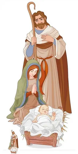 Dekofigur Weihnachten - Pappaufsteller Krippe - Lebensgroßer Pappaufsteller der Krippe (ca. 88x183 cm) für eine festliche Weihnachtsdekoration. Ideal für den Innenbereich, sorgt für eine stimmungsvolle Atmosphäre und ist ein absoluter Blickfang.