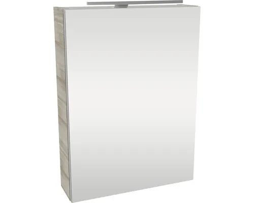 FACKELMANN A-VERO Spiegelschrank mit LED-Beleuchtung - Spiegelschrank fürs Bad mit energiesparender LED-Beleuchtung, ideal für kleine Bäder und Gäste-WCs, bietet optimalen Stauraum und kommt mit 2 Glaseinlegeböden.