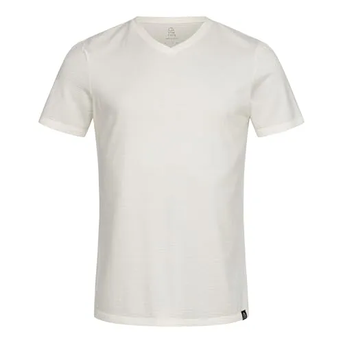 TOM FYFE Premium Merino T-Shirt V-Ausschnitt Herren Wollweiss 200 / S – Atmungsaktiv und pflegeleicht - Hochwertiges V-Ausschnitt T-Shirt aus 100% Merinowolle, das sich durch seine Atmungsaktivität und Pflegeleichtigkeit auszeichnet. Ideal für Alltag und Reisen, bietet es höchsten Tragekomfort ohne Kratzen.