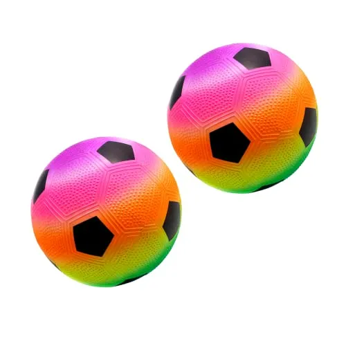 MAGIC SELECT 2X PVC-Spielzeugbälle für Kinder. Aufblasbarer Fußball mit Regenbogen. Weicher Ball für Kinder. Ball zum Spielen am Strand, Park, Pool, Urlaub. Diameter 23cm.