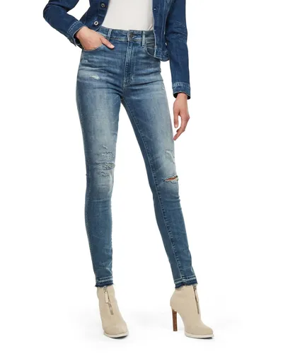 G-Star Damen Jeans, Kafey Ultra High Skinny rp Ankle, Blau ripped, W27 L28