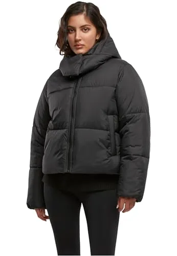 Urban Classics Damen Winterjacke Ladies Hooded Puffer Jacket, warme Steppjacke mit Kapuze und hohem Kragen, Größen XS - XL