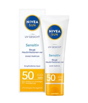 NIVEA SUN UV Gesicht Sensitiv LSF 50 Sonnencreme 50 ml - Sonnencreme mit LSF 50 für empfindliche Gesichtshaut. Bietet umfassenden Schutz vor schädlichen UV-Strahlen und ist ideal für die tägliche Anwendung. Leichte, nicht fettende Formel ohne Duftstoffe.