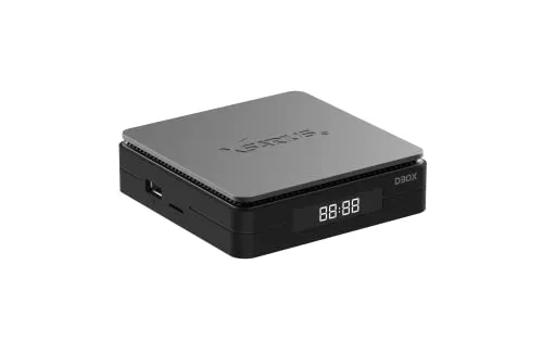 Xsarius DBOX 4K UHD Android 9.0 IP-Receiver - IP-Receiver mit 4K Ultra HD und HDR10+, verwandelt jeden Fernseher in einen Smart TV mit Dual-WiFi und Bluetooth Sprachfernbedienung.