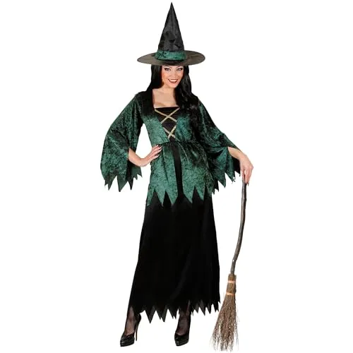 W WIDMANN MILANO Party Fashion - Kostüm Hexe, Kleid und Hut, böse Zauberin, Moorhexe, Walpurgisnacht