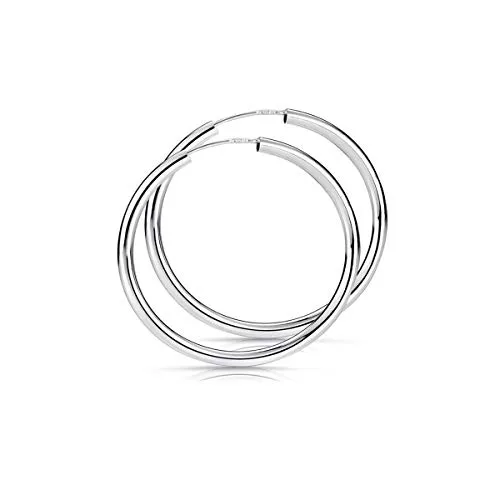 Materia Damen Creolen 40mm aus 925 Sterling-Silber - Elegante Ohrringe für Damen aus 925 Sterling Silber, leicht und mit praktischem Steckverschluss für einfaches Anlegen. Perfekt für jeden Anlass!
