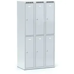 Lüllmann Kleiderspind 3 Abteile 6 Fächer - Robuster Spind aus verschweißtem Stahl, ideal für Betriebe, Schulen und Werkstätten. Lieferung montiert – kein Aufbau nötig!