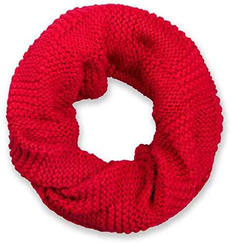 styleBREAKER Unisex Strick Loop Schal mit Patentmuster, Uni Feinstrick Schlauchschal, Winter Strickschal 01018152, Farbe:Rot