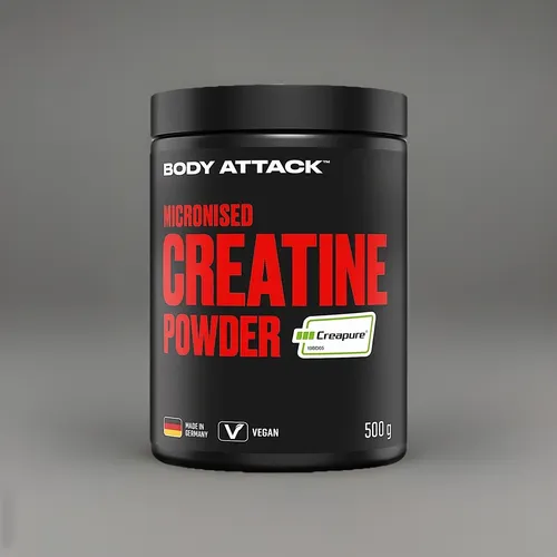 Body Attack Micronised Creapure Creatine Powder 500g - Sportnahrung mit reinem Creapure® Creatin, vegan und gentechnikfrei für optimale Leistung beim Training.