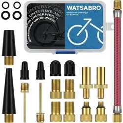 WATSABRO Fahrradventil Adapter Set - Umfassendes Zubehörset mit 8 DV, SV und AV Adaptern, ideal für Fahrräder und Autos. Hochwertiges Kupfermaterial für Langlebigkeit, inklusive praktischer Aufbewahrungsbox für einfachen Transport.