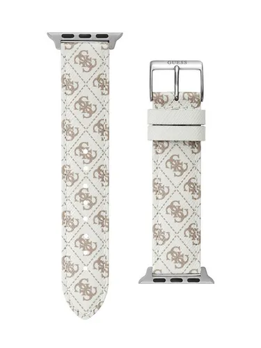 Guess Smartwatch-Armband für Apple Watch - CS2009S1, Wechselarmband aus Leder - Smartwatch Zubehör, elegantes Wechselarmband aus hochwertigem Leder in beige/weiß, passend für Apple Watch 38mm und 40mm.