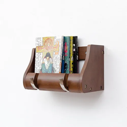 Garderobenleiste 25cm Massiv Bambus espresso - FSC Zertifikat - 2 Metall Kipphak