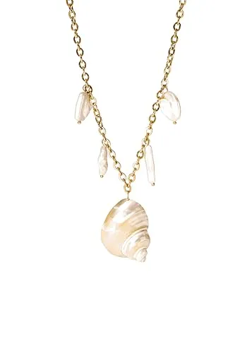 Purelei® Opulent Shell Kette – Elegante Muschelkette mit Süßwasserperlen - Ketten für Damen: Edle Edelstahlkette mit 18K Vergoldung und einzigartigen Süßwasserperlen – der perfekte Sommer-Accessoire für jeden Anlass.