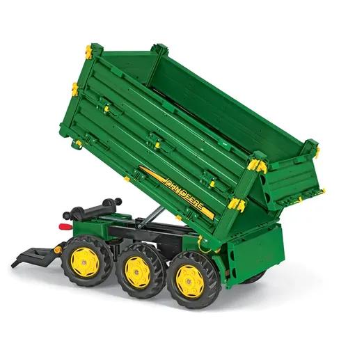 rollyToys Multitrailer JD 3-achsig - Tretfahrzeug für Kinder ab 3 Jahren, stabiler Kunststoff-Multitrailer mit 3 Achsen für kreatives Spielen und Transport von Spielzeug.