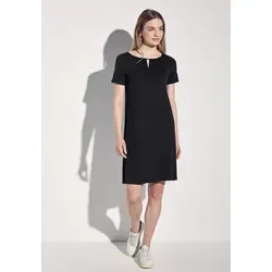 Jerseykleid STREET ONE, Damen, Gr. 40, EURO-Größen, schwarz, Jersey, 95% Viskose, 5% Elasthan, unifarben, gerade knielang, Rundhals, Bündchen, Kleider Jerseykleid, knielang