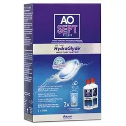 Aosept Plus mit Hydraglyde Kontaktlinsen-Pflegemittel, Vorratspackung 2 x 360 ml - Kontaktlinsenpflegemittel mit HydraGlyde-Technologie für langanhaltenden Tragekomfort und klare Sicht. Ohne Konservierungsstoffe, ideal für empfindliche Augen.