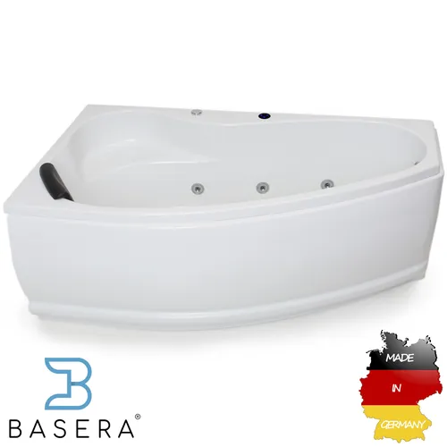 Basera® Indoor Eck-Whirlpool Formentera Links 160 x 90 cm – Entspannung pur - Der Basera® Eck-Whirlpool Formentera vereint modernes Design und Komfort. Mit 9 Massagedüsen und LED-Farblichtambiente sorgt er für ein luxuriöses Badeerlebnis. Perfekt für Ihr Badezimmer!