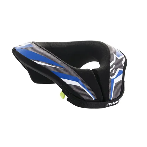 Alpinestars Sequence Jugend Motocross Nackenschutz, schwarz-blau, Größe S M - Protektoren für Kinder, ergonomisch gestaltet für optimale Passform und Sicherheit im Motocross, bietet effektiven Schutz durch hybriden Aufbau und Energieverteilung.