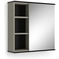 Vicco Badezimmerspiegelschrank Joli, Greige/Schwarz, 60 x 60 cm