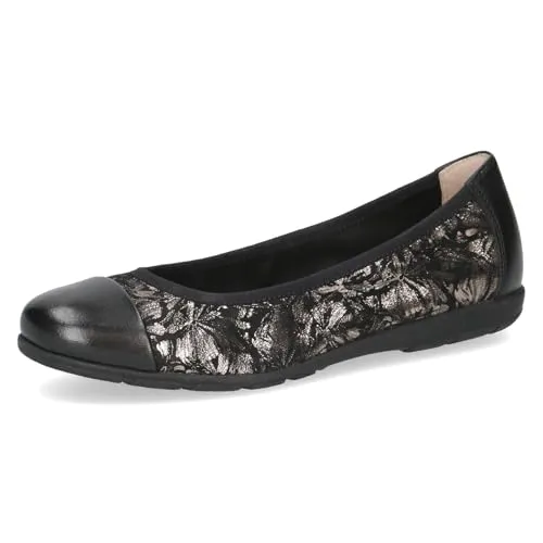 CAPRICE Damen Ballerinas aus Leder, Schwarz (Black/Gunmetal), 40 - Stylische Ballerinas mit AIRMOTION-Technologie für optimalen Tragekomfort. Aus hochwertigem Leder und Synthetik gefertigt, ideal für jeden Anlass. Der flache Absatz ermöglicht müheloses Gehen und einen schnellen Einstieg.