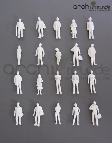 Modell Figuren, weiß unbemalt für Modellbau 1:100, Modelleisenbahn Spur TT 100 x