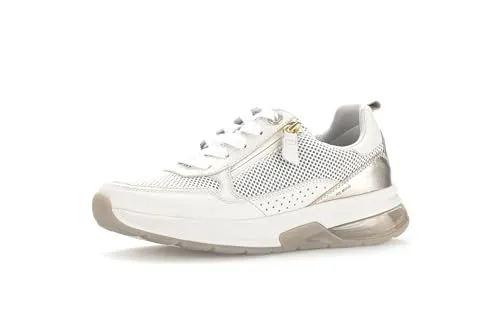 Gabor Damen Low-Top Sneaker, Frauen Halbschuhe,Freizeitschuhe,Laufschuhe,schnürschuhe,schnürer,Plateausohle,Off-White Kombi,37 EU / 4 UK