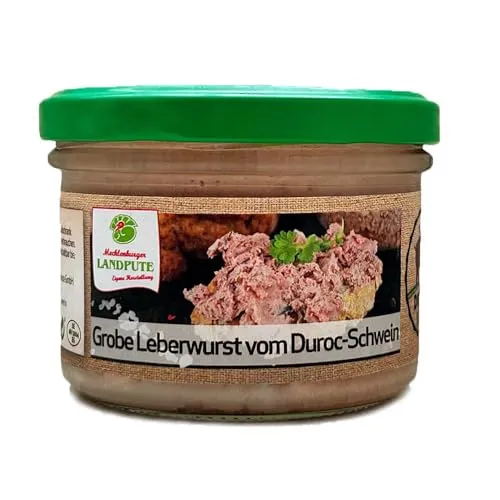 Mecklenburger Landpute | Grobe Leberwurst vom Duroc-Schwein | nach altem Landrezept handwerklich gekocht | 200g Glas