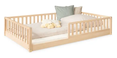 Ehrenkind Kinderbett Livo – Bodenbett aus massivem Buchenholz - Nachhaltiges Kinderbett mit Rausfallschutz, fördert Selbstständigkeit und motorische Entwicklung für sichere Nächte und Spielzeiten.