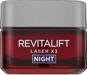 L´Oréal Paris Revitalift Laser X3 Nachtcreme 50 ml - Nachtcreme mit dreifacher Anti-Aging-Wirkung, verbessert die Hautstruktur, reduziert Falten und stärkt die Hautbarriere für ein jugendliches Aussehen.