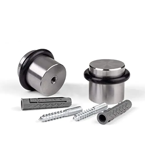 LouMaxx Türstopper Boden zum Schrauben 2er Set – Türstopper Edelstahl für zuverlässigen Türanschlag – verhindert effektiv Beschädigungen an Wand und Tür, inkl. Montagematerial