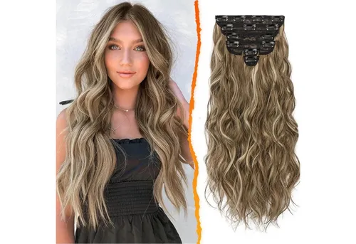 LuxusKollektion Kunsthaar-Extension Clip in Haarverlängerung 6-teilig Lang Wellig Balayage 50CM Dickes