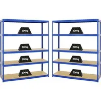 PROREGAL® Schwerlastregal MegaDeal 2x Giant Elephant, 180x150x45cm, Blau - Schwerlastregale für hohe Ansprüche: 200kg Traglast pro Fachboden, einfache Steckmontage und verstellbare Böden. Ideal für Werkstatt und Garage.