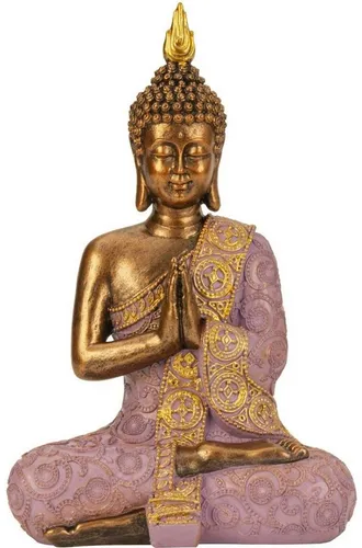 Geschenkestadl Buddhafigur Buddha Figur 29cm lila gold meditierend Dekoration Entspannung Ruhe (1 St)