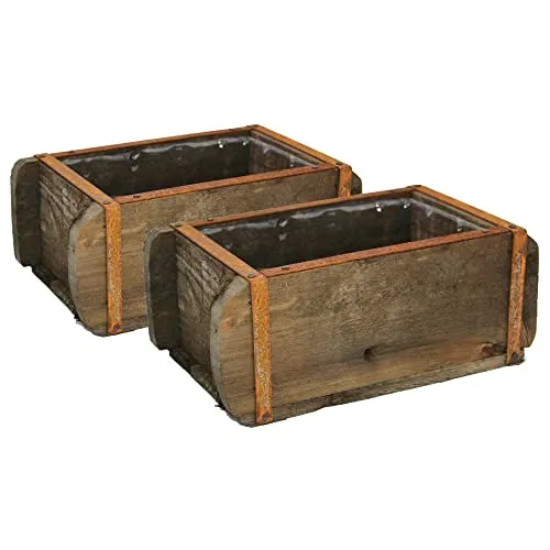 UNUS Deko Pflanztopf Ziegelform aus Holz im 2er Set