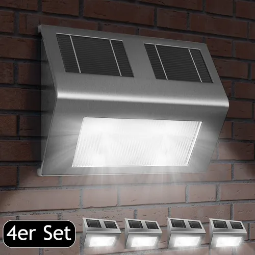DeubaXXL DE LED Solar-Wandleuchte 4er-Set Edelstahl