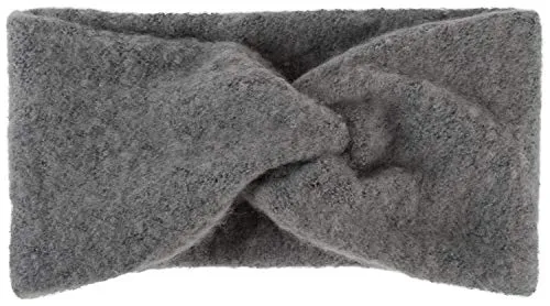 styleBREAKER Damen Feinstrick Stirnband mit Twist Knoten | warmes Winter Haarband mit weicher Oberfläche | elastisches Headband Ohrwärmer 15 cm breit, Farbe:Grau