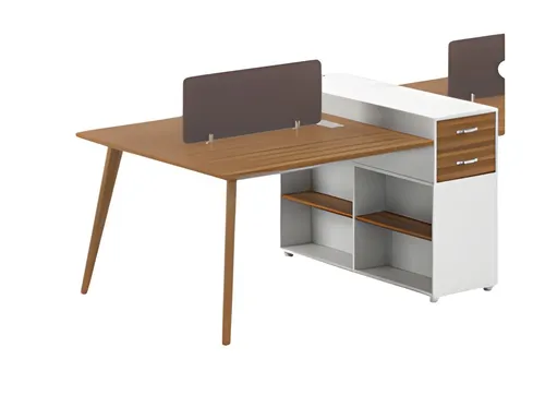 Modischer Schreibtisch mit Holzoberfläche und Stauraum - Eleganter Schreibtisch mit Holzoberfläche, ideal für Ihr Arbeitszimmer. Inklusive Trennwänden und praktischem Stauraum. Maße: 156 x 120 x 106 cm, modern und funktional.
