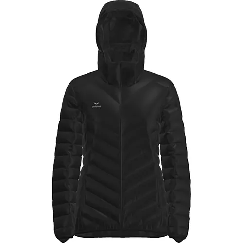 Erima CMPT Steppjacke Damen schwarz Gr 38 - Funktionsjacke für Damen, ideal für kalte Tage mit optimaler Wärmespeicherung und abnehmbarer Kapuze für vielseitigen Tragekomfort.