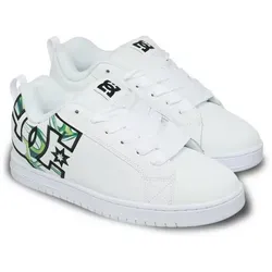 DC Shoes COURT GRAFFIK Skate Trainer Herren Weiß Schwarz - 43 EU - Stylische Sneaker für Herren mit robustem Obermaterial aus Leder und Synthetik. Ideal für den Alltag und sportliche Aktivitäten. Bequem und langlebig, mit rutschfester Gummisohle für optimalen Halt.