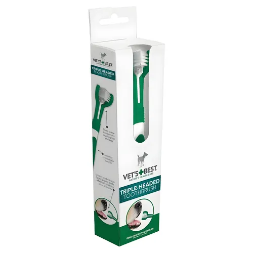 Vets Best Hundezahnbürste 3 Köpfe Grün 21 cm für perfekte Zahnhygiene