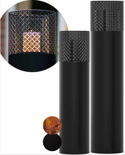 Bentson Windlicht Windlichtsäule (2er Set, 75 cm &  95 cm, 2 St., Outdoor Garten-/Balkondeko), Erhältlich in Schwarz & Rost-Design
