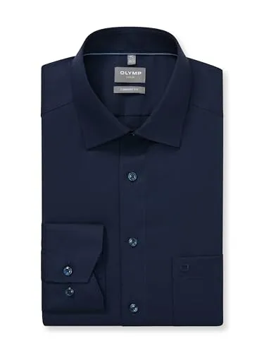 OLYMP Blusenshirt 108084 - Stilvolles blaues Hemd in Größe 47 - Hochwertige Bluse aus 100% Baumwolle, ideal für elegante Anlässe oder den Alltag, in zeitlosem Blau.