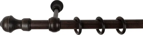 SN Deco - Stilgarnitur Gardinenstange Vorhangstange Ares, Holz, 28 mm, 1-Lauf, Komplettset mit Ringen, Farbe Wenge, 120 cm