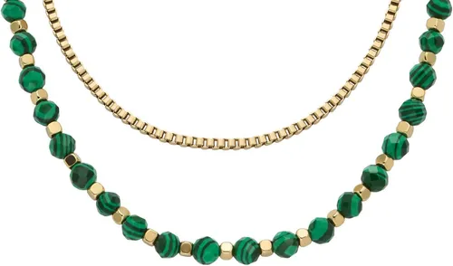 Fossil Bijoux Femme Collier Acier Inoxydable Or JA7246710 - Edelstahl Damenkette in Gold, poliert mit 406mm+50mm verstellbarer Länge und robustem Karabinerverschluss, ideal für jeden Anlass.