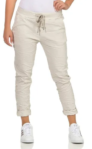 CLEO STYLE Stoffhose Damen Jogginghose 88 Beige - Stoffhosen für Damen, bequem und stylisch mit elastischem Bund, ideal für Alltag und Freizeit.