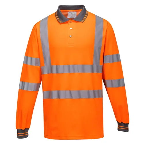 Produktbild Portwest S271 Langarm Baumwoll Komfort Poloshirt Orange Gr. L